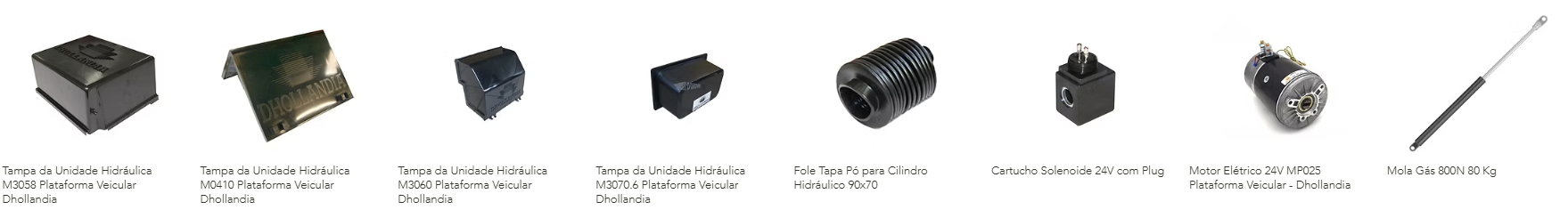 Peças para plataforma elevatória — tampas, foles, solenoides e mola gás Dhollandia